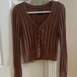 Like New Abercrombie & Fitch Brown Ribbed Button-Front Cardigan